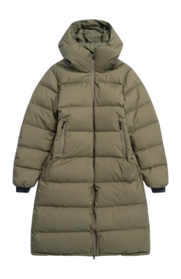 Jas Bergans Women Urban Down Long Coat Green Mud Loose Fit