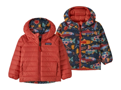 Jas Patagonia Baby Reversible Down Sweater Hoody Salmon Energy: Ink Black
