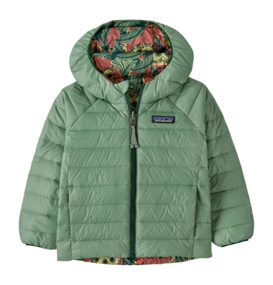 Jas Patagonia Baby Reversible Down Sweater Hoody Saw See Owl: Cascade Green
