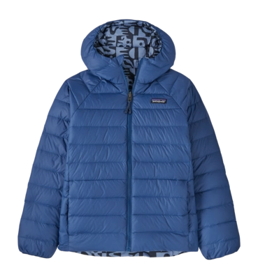 Jas Patagonia Kids Reversible Down Sweater Hoody Mother Tree: Sunken Blue