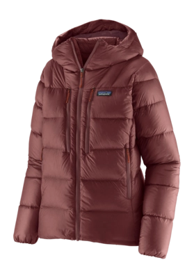 Jas Patagonia Women Fitz Roy Down Hoody Dark Ruby w/Sizzle Red