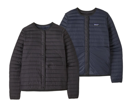 Jas Patagonia Women LW Reversible Down Sweater Cardigan Black Regular Fit