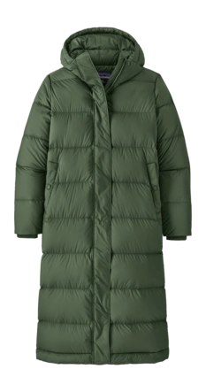 Jas Patagonia Women Silent Down Long Parka Canopy Green Regular Fit