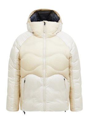 Jas Peak Performance Men Helium Diamond Fuse Down Hood Sand Fog Mountain Mist Loose Fit