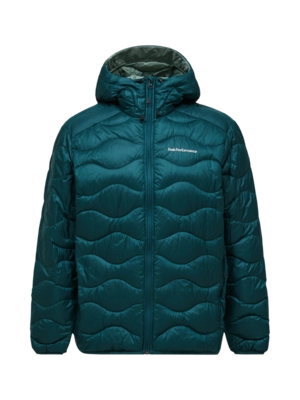Jas Peak Performance Men Helium Down Hood Jacket Ponderosa Pine Green Valley Regular Fit