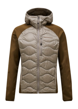 Jas Peak Performance Men Helium Down Hybrid Hood Avid Beige/Meadow Moss Slim Fit