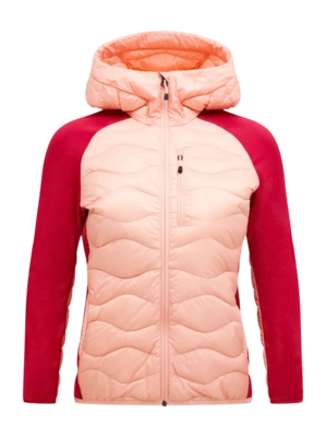Jas Peak Performance Women Helium Hybrid Down Hood Peach Fuzz Tech Burgundy Jacket Slim Fit
