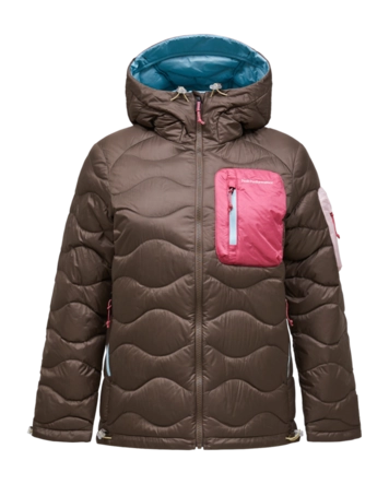 Jas Peak Performance Women Helium Utility Down Hood Terrain Tan/Mountain Blush Regular Fit