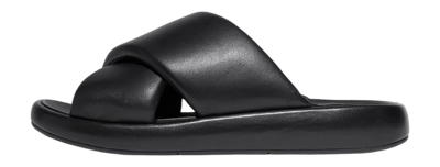 Tongs FitFlop Women iQushion D-Luxe Padded Leather Cross Slides All Black