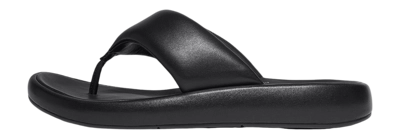 FitFlop Women iQushion D-Luxe Padded Leather Toe-Post Sandals All Black