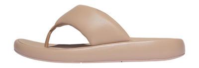 FitFlop Women iQushion D-Luxe Padded Leather Toe-Post Sandals Classic Beige