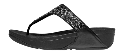 FitFlop Women Lulu Crystal-Mix Toe-Post Sandals All Black 25