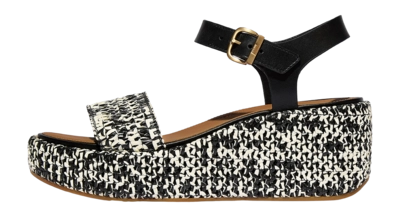 FitFlop Damen Platfforms Woven Wedge Ankle-Strap Sandals Black/Ivory Mix
