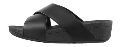 FitFlop Lulu™ Cross Slide Sandals Leather Black
