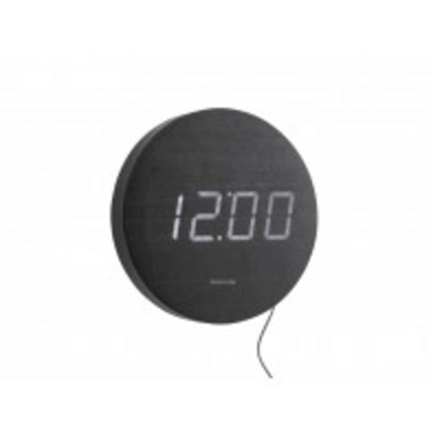 Klok Karlsson Round Wood Veneer Black White LED 20 cm
