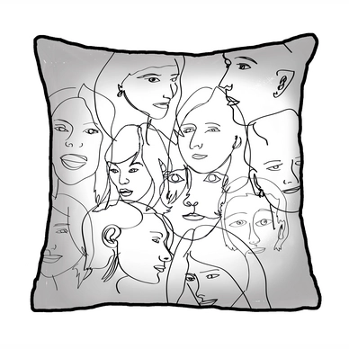 Sierkussen KAAT Amsterdam Faces Black (50 x 50 cm)
