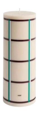 Kaars HAY Column Candle Large Off-White, Green Bordeaux And Silver