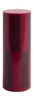 Kaars HAY Column Candle Large Wine With Bordeaux Large Check