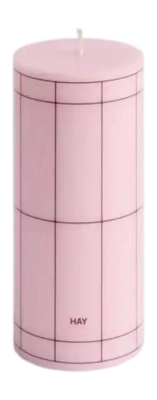 Kaars HAY Column Candle Small Light Pink With Bordeaux Grid