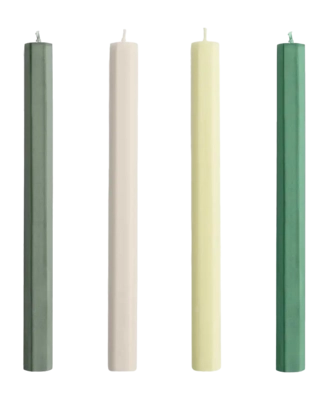Kaars HAY Hexagon Candle Greens And Whites (Set van 4)
