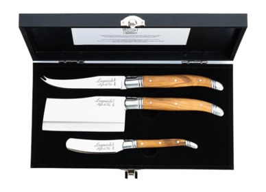 Couteaux à Fromage Laguiole Style de Vie Luxury Line Houten Tray Olivier (3-Pièces)