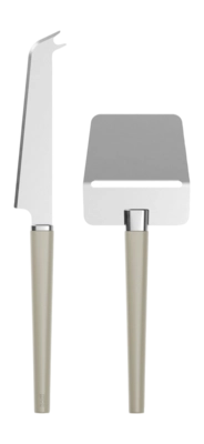 Set 2 Utensili Formaggio in Acciaio Inox Rosti Emma, Affetta Taglia Spalma, Beige Humus