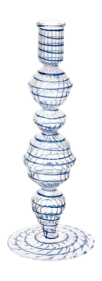 Kandelaar Pip Studio Glass Swirl Medium Dark Blue 22 cm