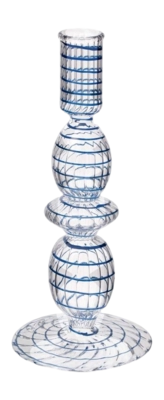Kandelaar Pip Studio Glass Swirl Small Dark Blue 20 cm