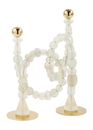 POLSPOTTEN Beads Kandelaar H 38 cm - Wit