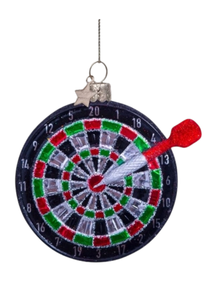 Kerstbal Vondels Ornament Glass Black Dartboard 8,5 cm