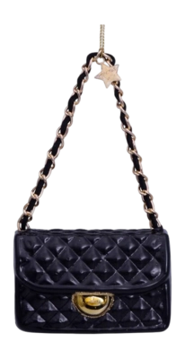 Kerstbal Vondels Ornament Glass Black Fashion Bag 5,5 cm