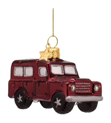 Kerstbal Vondels Ornament Glass Burgundy Suv Car 6 cm