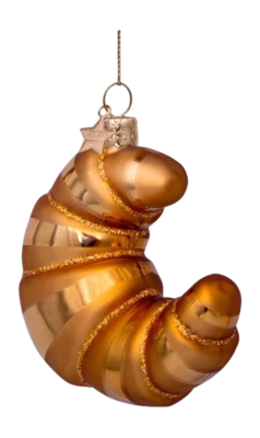 Kerstbal Vondels Ornament Glass Croissant 10 cm