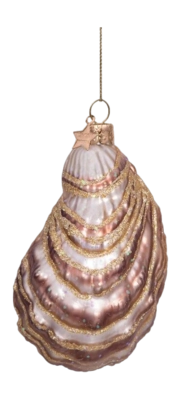 Kerstbal Vondels Ornament Glass Ecru Oyster 10 cm