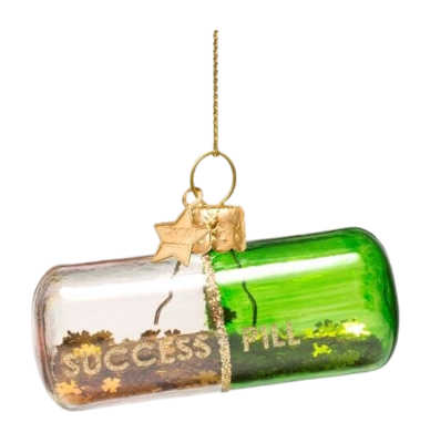 Kerstbal Vondels Ornament Glass Green Succes Pill 4 cm