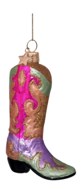 Kerstbal Vondels Ornament Glass Multicolor Cowboy Boot 11,5 cm
