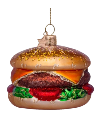 Kerstbal Vondels Ornament Glass Multicolor Hamburger 6 cm