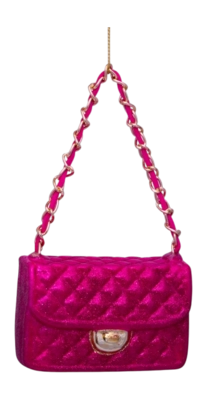 Kerstbal Vondels Ornament Glass Raspberry Allover Glitter Fashion Bag 5,5 cm