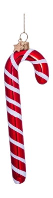 Kerstbal Vondels Ornament Glass Red/White Candy Cane 14 cm