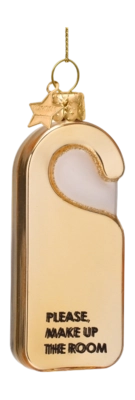 Kerstbal Vondels Ornament Glass Shiny Gold Door Hanger