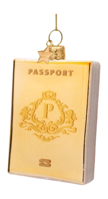 Kerstbal Vondels Ornament Glass Shiny Gold Passport 11 cm