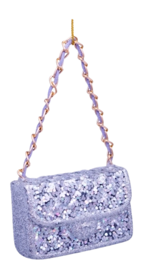Kerstbal Vondels Ornament Glass Silver Glitter Fashion Bag 5,5 cm
