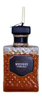 Kerstbal Vondels Ornament Glass Transparent Whiskey Bottle 8,5 cm