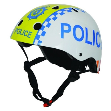 Kiddimoto Casco Bici Bambino Scritta Police - Taglia S, ABS Rigido, Arieggiato E Regolabile