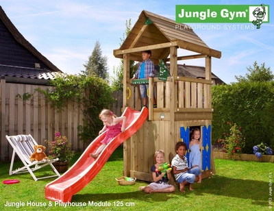 Speelset Jungle Gym Jungle House + Playhouse 125 Rood