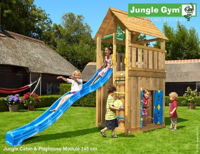 Speelset Jungle Gym Jungle Cabin + Playhouse 145 Blauw