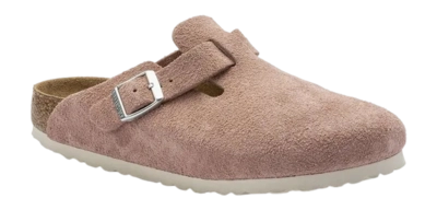 Clog Birkenstock Boston Suede Leather Unisex Pink Clay Narrow