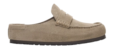Clog Birkenstock Naples Wrapped Suede Leather Unisex Taupe Narrow