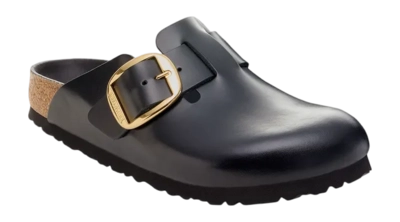 Clog Birkenstock Boston Big Buckle Natural Leather Damen Black New Dressy Leather Narrow