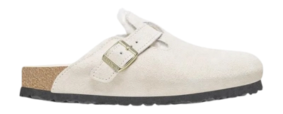 Klomp Birkenstock Boston Shearling Suede Leather Damen Antique White Regular 25